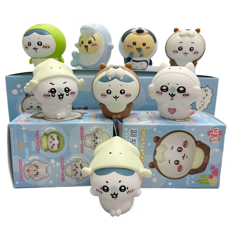 Resin Art Case - 8 peças/caixa Figuras Kawaii Chiikawa Aquarium