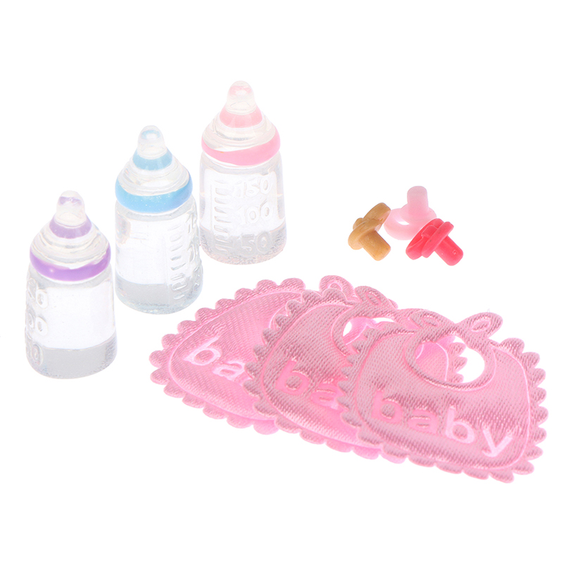 Resin Art Baby - Miniatura Mamadeiras e Chupeta Bibs Set,