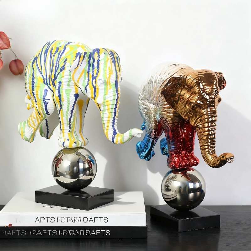 Resin Art For Anniversary Gift - Estátua de Elefante Colorido em Resina,