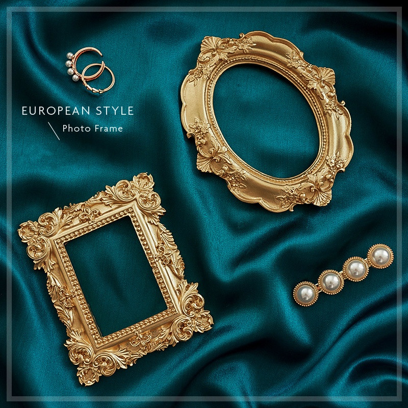 Background Resin Art - Moldura retrô dourada para arte em