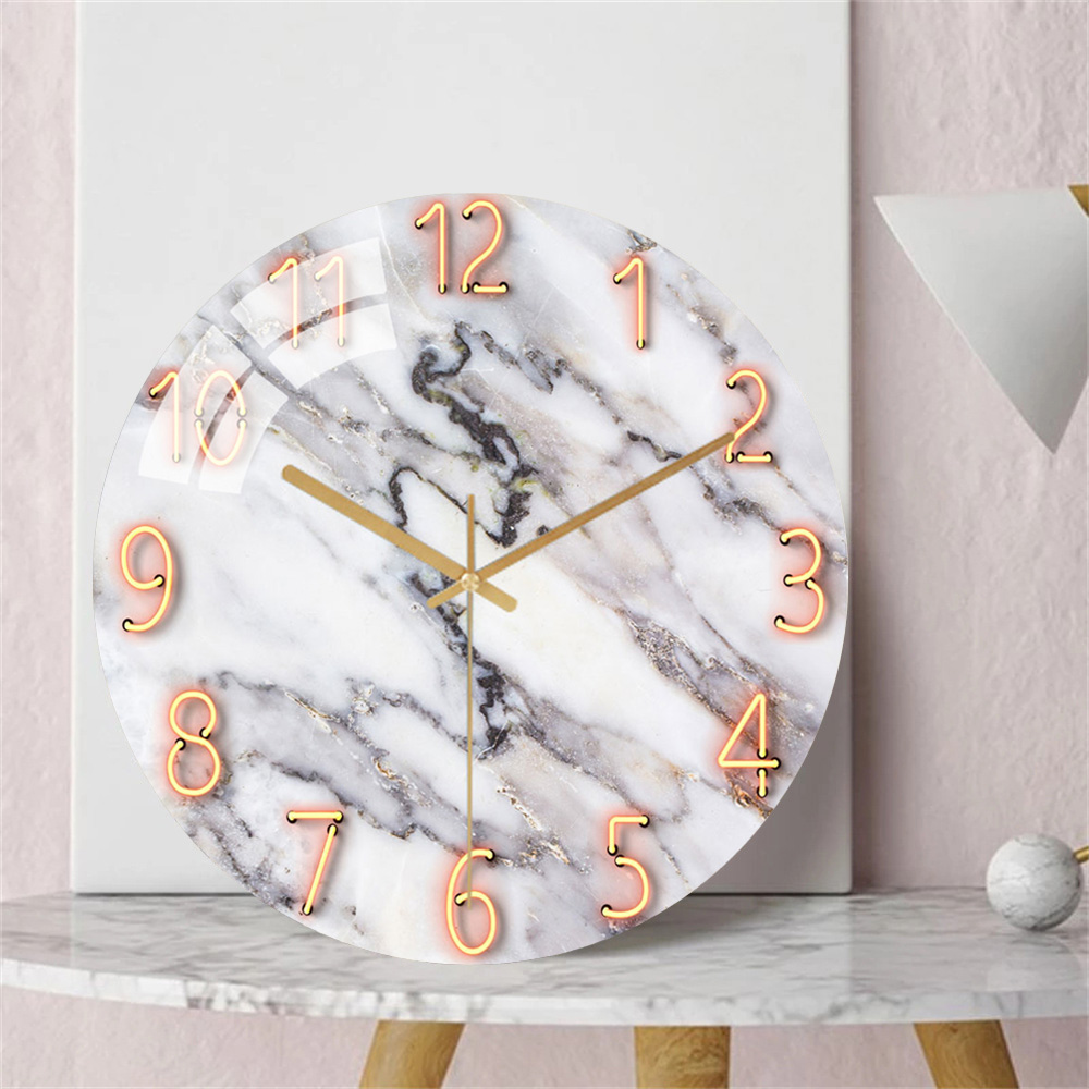 Resin Art Wall Clock - Mármore branco relógio de parede 12