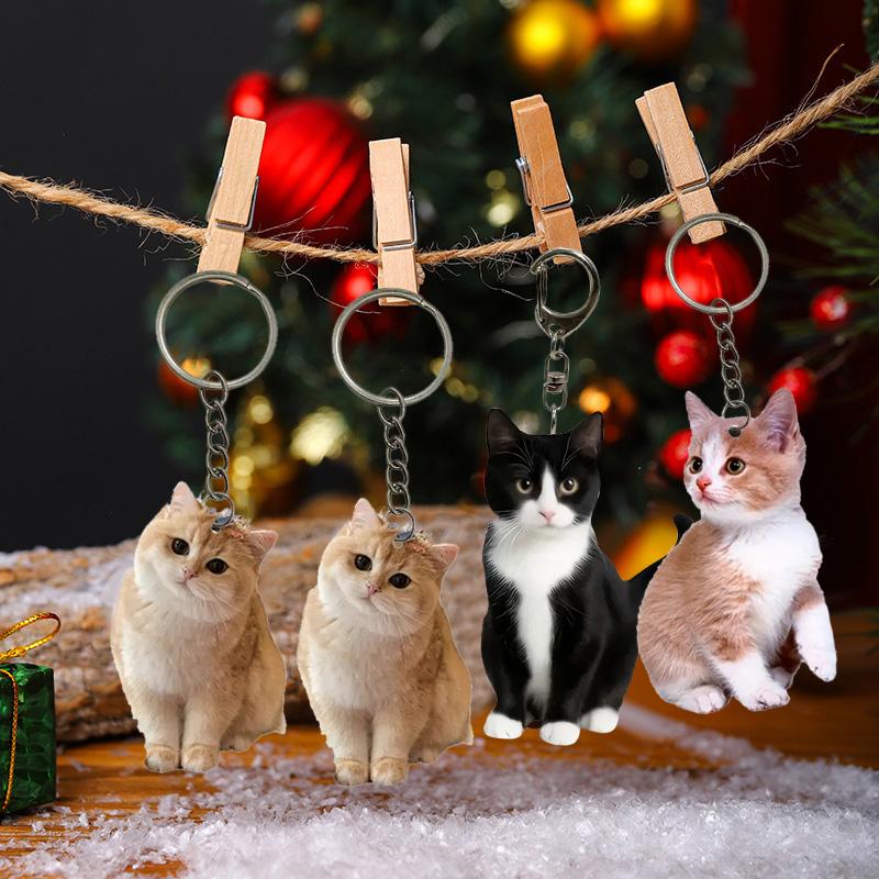 Chaveiro de gato preto e branc - Resin Art Design Keychain avaliação e preço