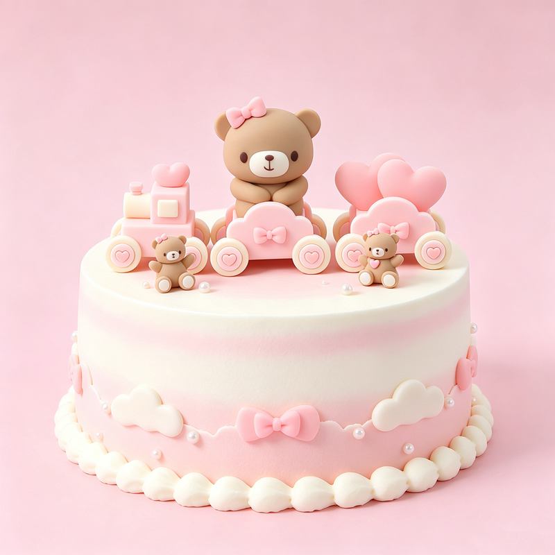 Topo de bolo 3D de urso rosa e - Resin Art Baby avaliação e preço