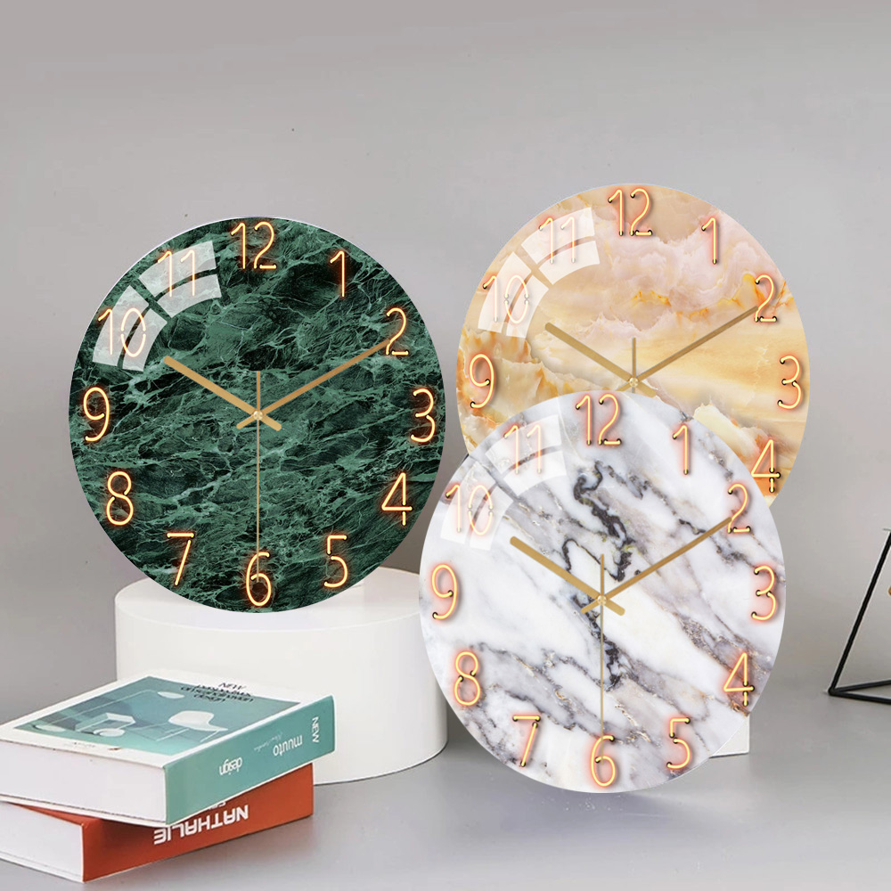 Mármore branco relógio de pare - Resin Art Wall Clock avaliação e preço