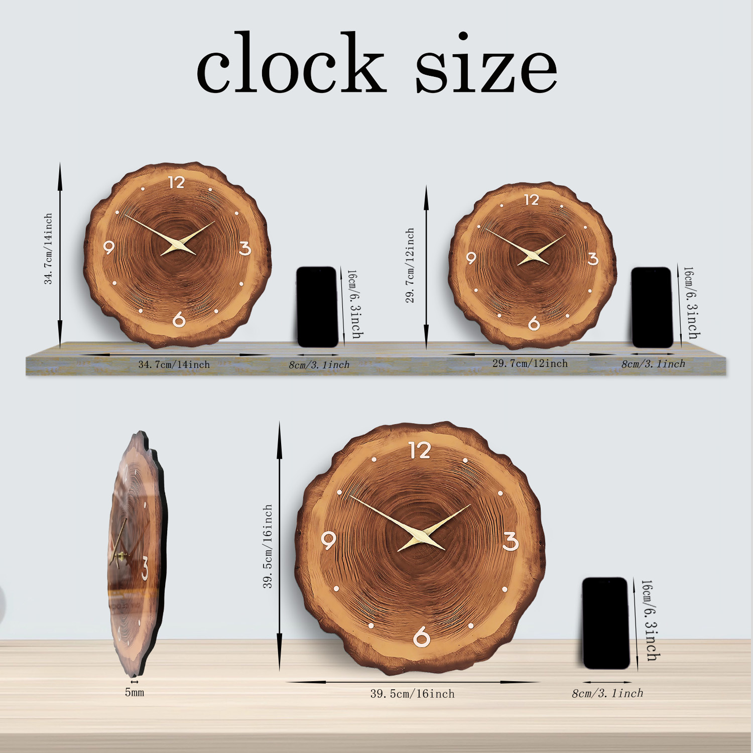 Anel de madeira Folheado Relóg - Resin Art Wall Clock avaliação e preço