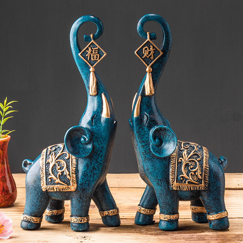 Um Par de Estatuetas de Elefan - Resin Art For Anniversary Gift avaliação e preço