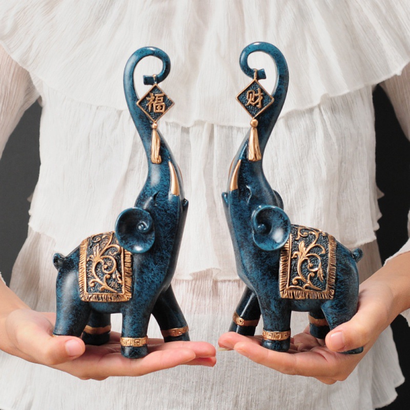 Um Par de Estatuetas de Elefan - Resin Art For Anniversary Gift avaliação e preço