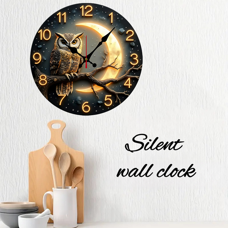 Luar noite de madeira redonda  - Resin Art Wall Clock avaliação e preço