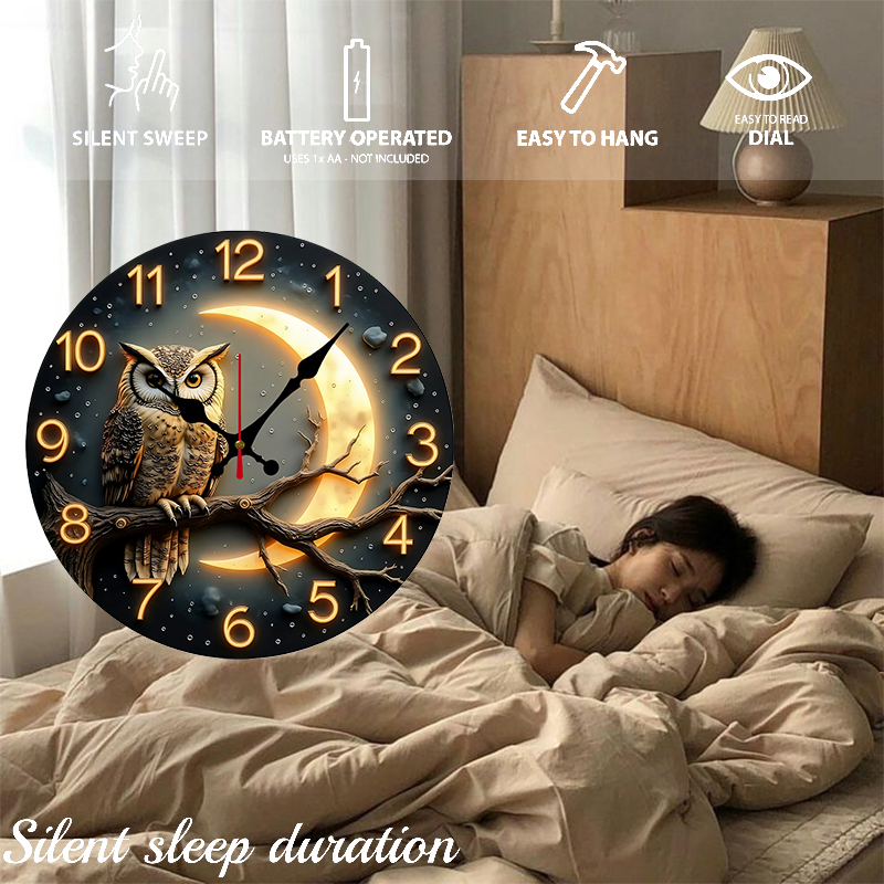 Luar noite de madeira redonda  - Resin Art Wall Clock avaliação e preço
